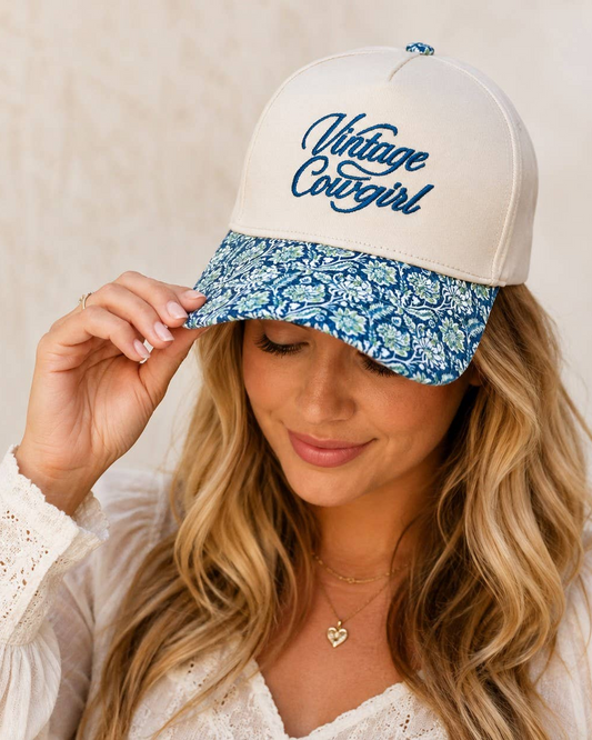 Vintage Cowgirl Embroidered Trucker Hat