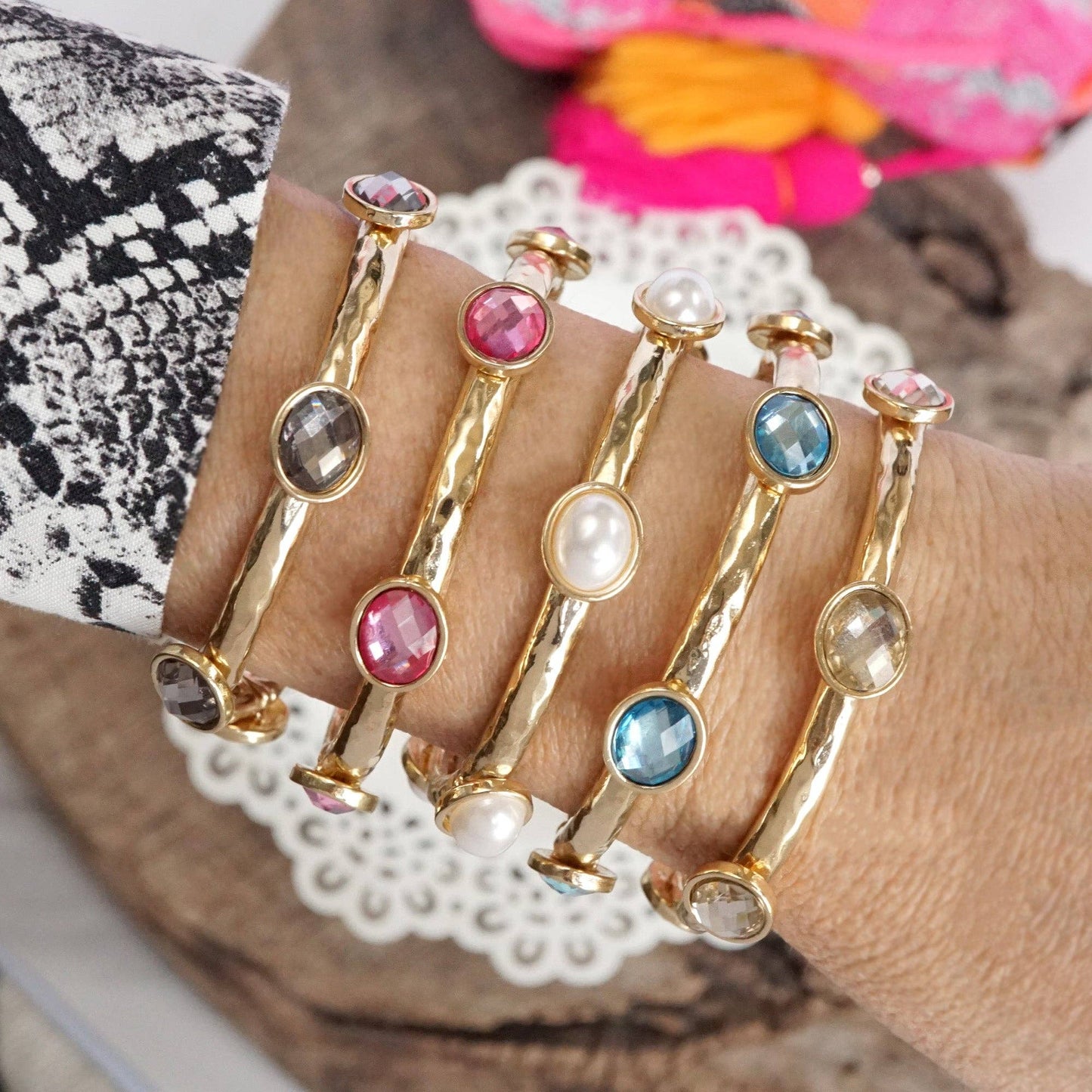 Jeweled Golden Bangles