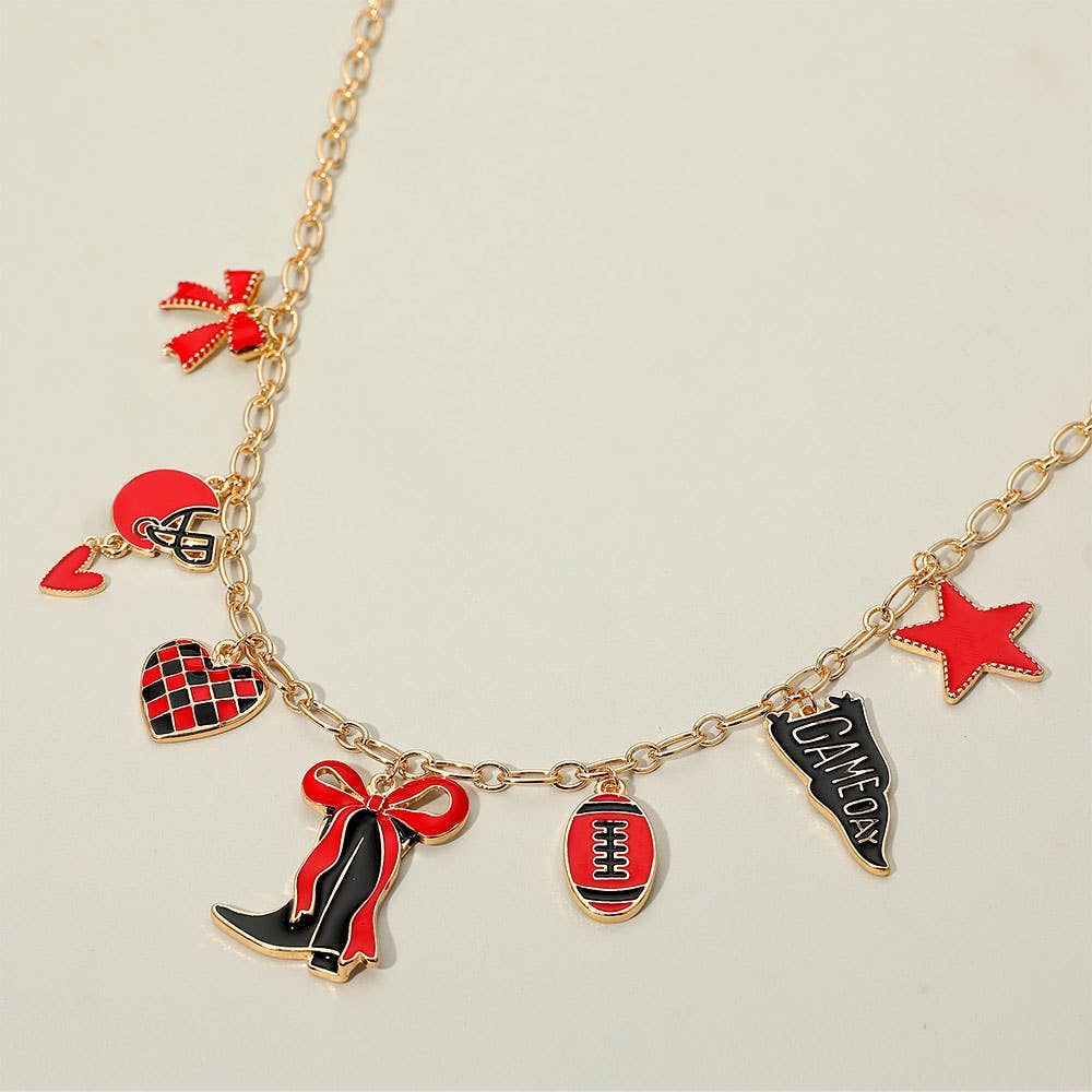 Game Day Football Theme Charm Station Necklace