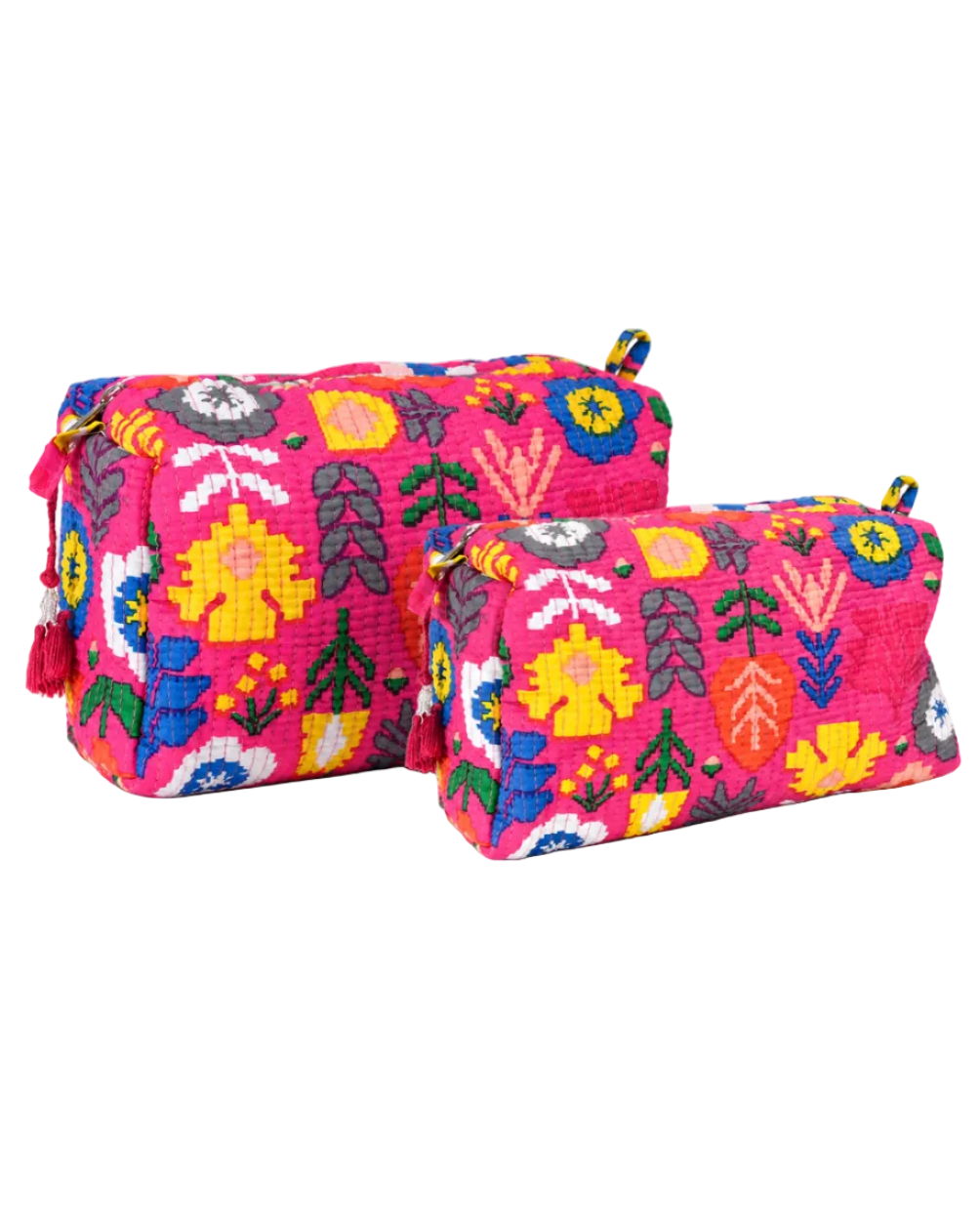 Pinky Funky Floral Cotton Quilted Cosmetic Set