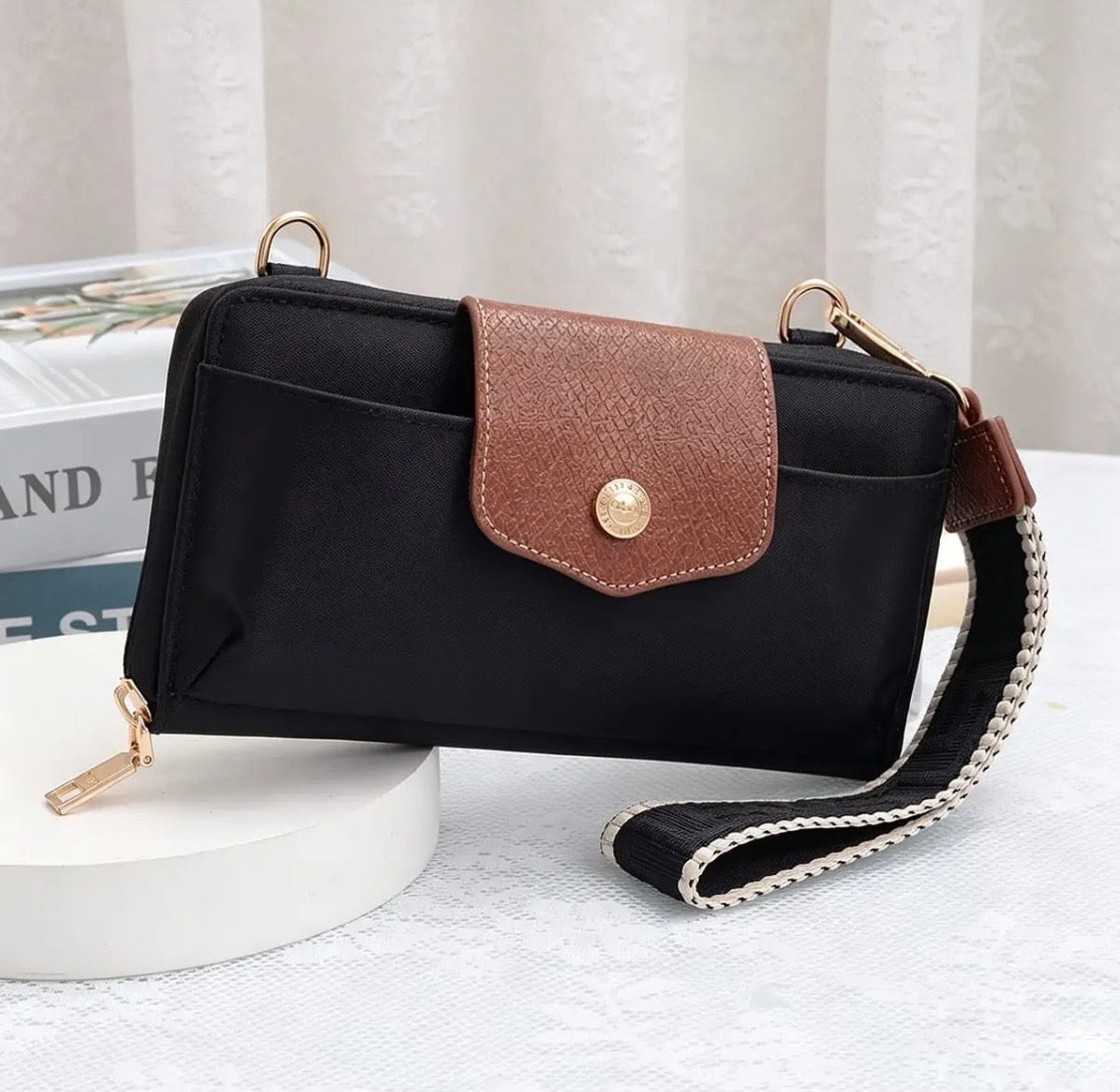 Mila Black Smartphone Wallet Crossbody with Boho Wristlet