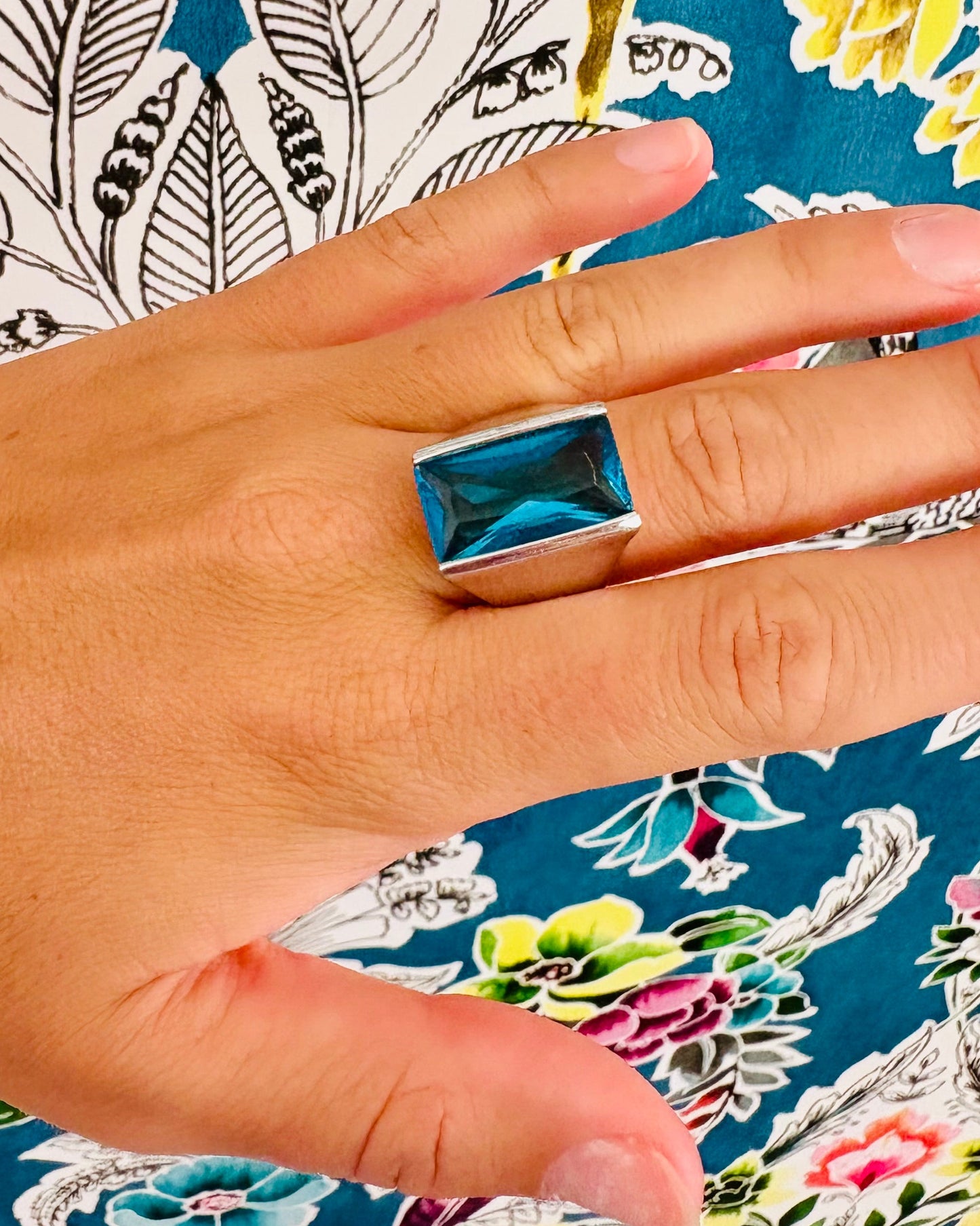 Sapphire Deco Architectural Ring