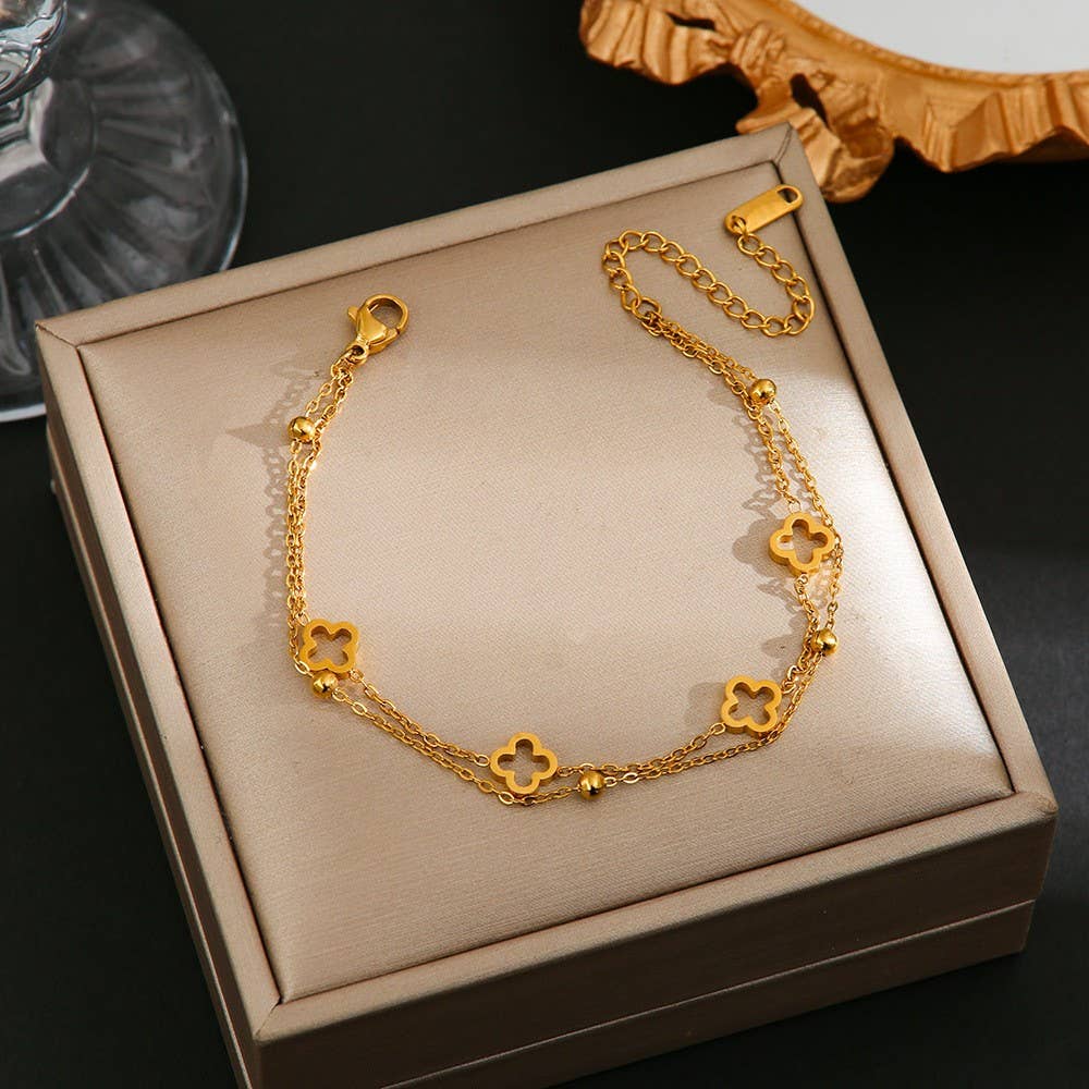 Double Chain Clover Necklace