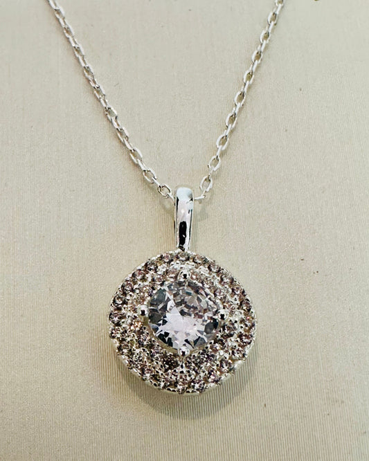 The Classic Round Double-Halo Pendant Necklace