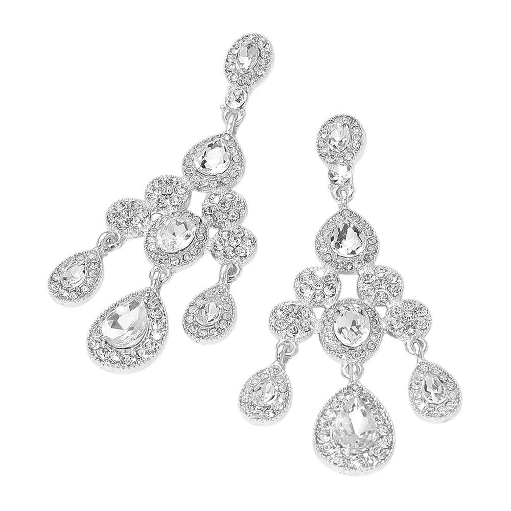 Teardrop Cluster Chandelier Drop Evening Earrings