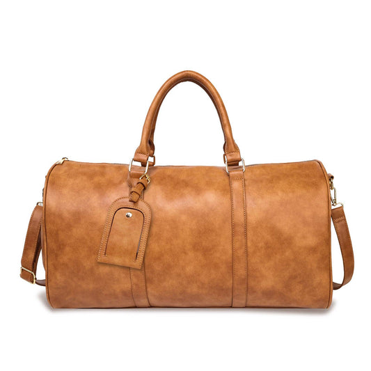 Brown PU Leather Duffle Bag