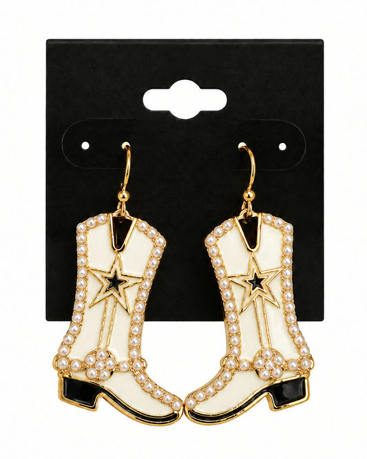 Coastal Cowgirl Pearl Boot Earrings