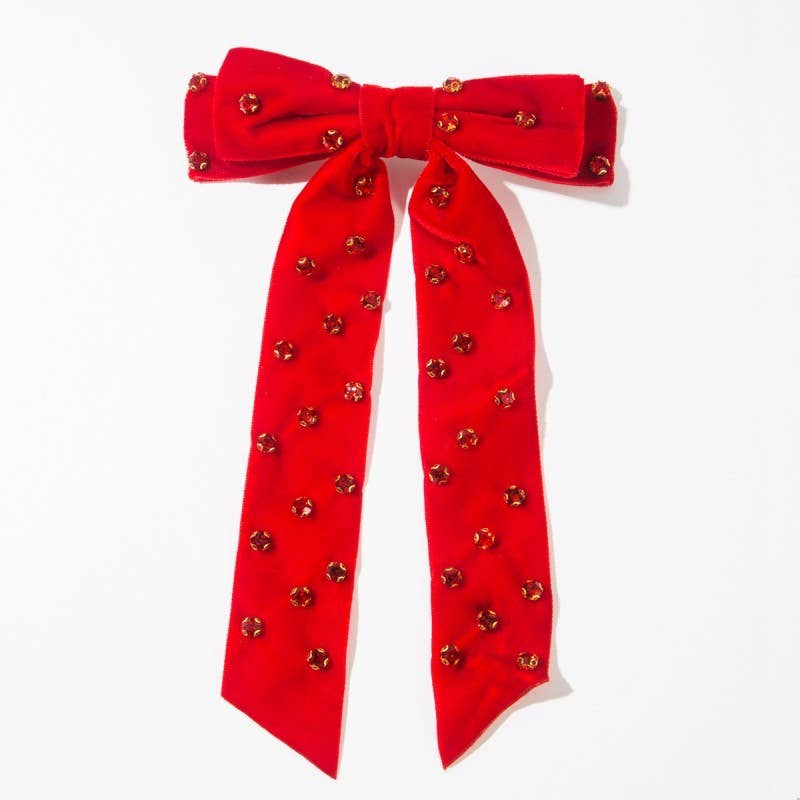 Pretty Rhinestone Stud Bow Ribbon Hair Clip