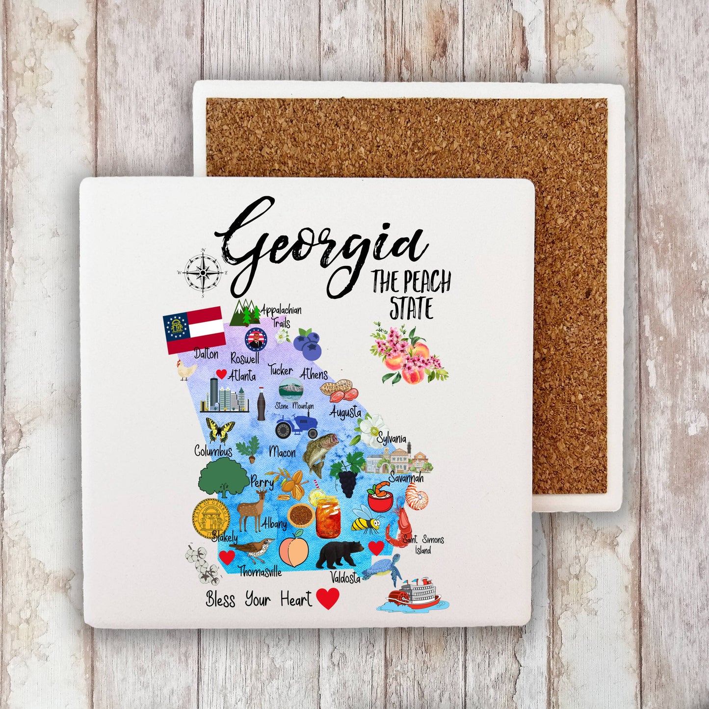 Georgia State Map Stone Coaster