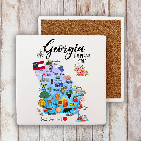Georgia State Map Stone Coaster