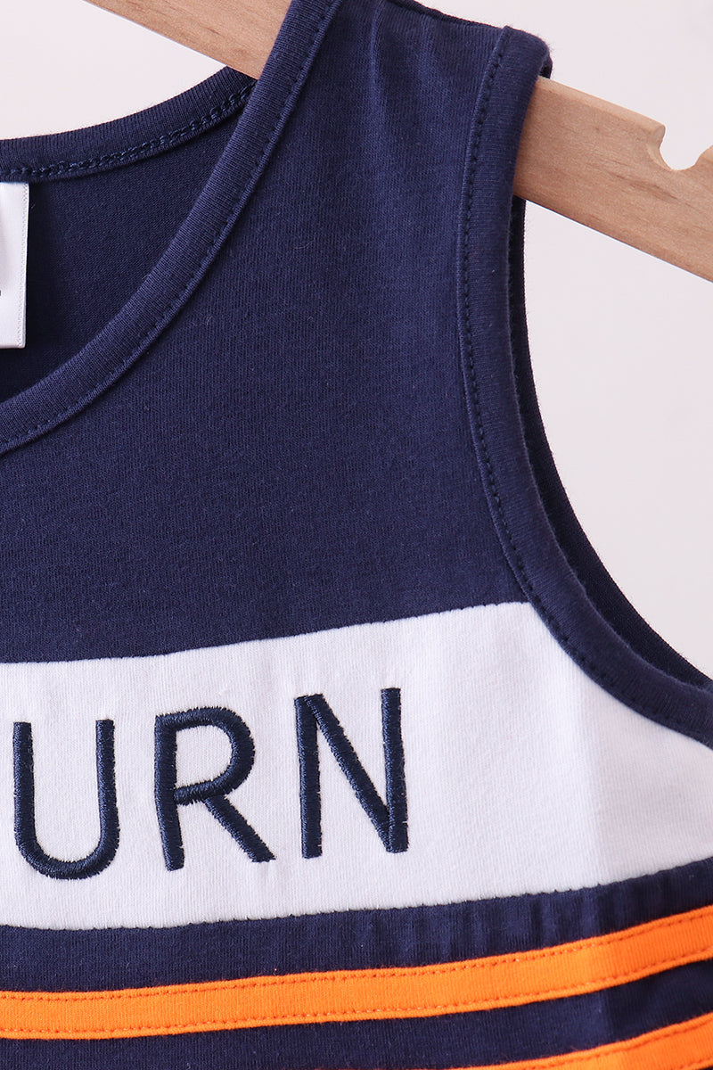 Navy Auburn Ruffle Dress