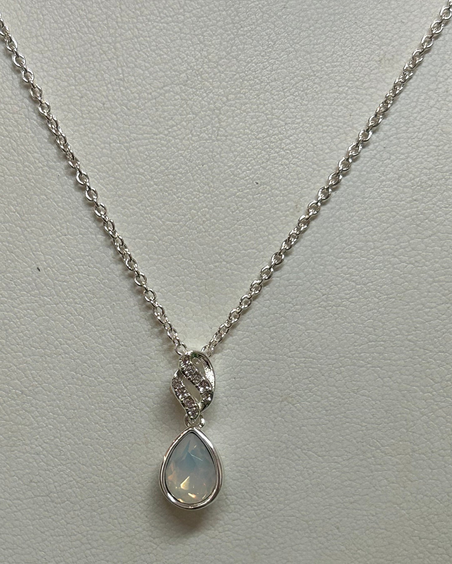 Lunar Glow Teardrop CZ Pendant Necklace