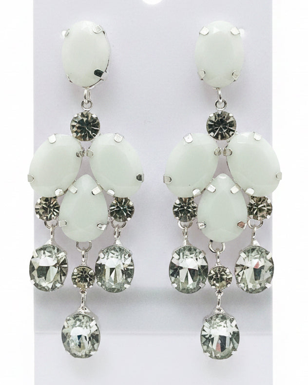 Winter Frost Crystal Cluster Chandelier Earrings
