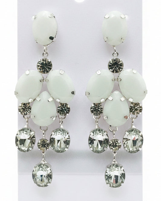 Winter Frost Crystal Cluster Chandelier Earrings