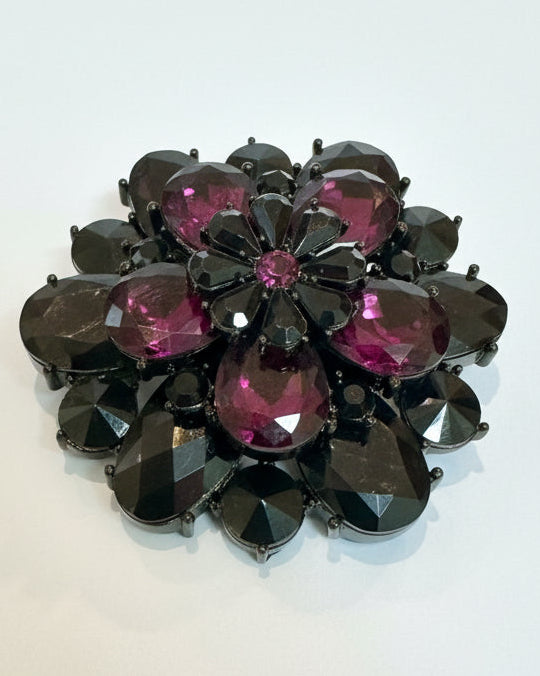 Vintage Midnight Burgundy Floral Statement Brooch