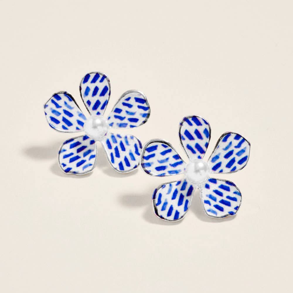 Floral Petal Pearl Center Earrings