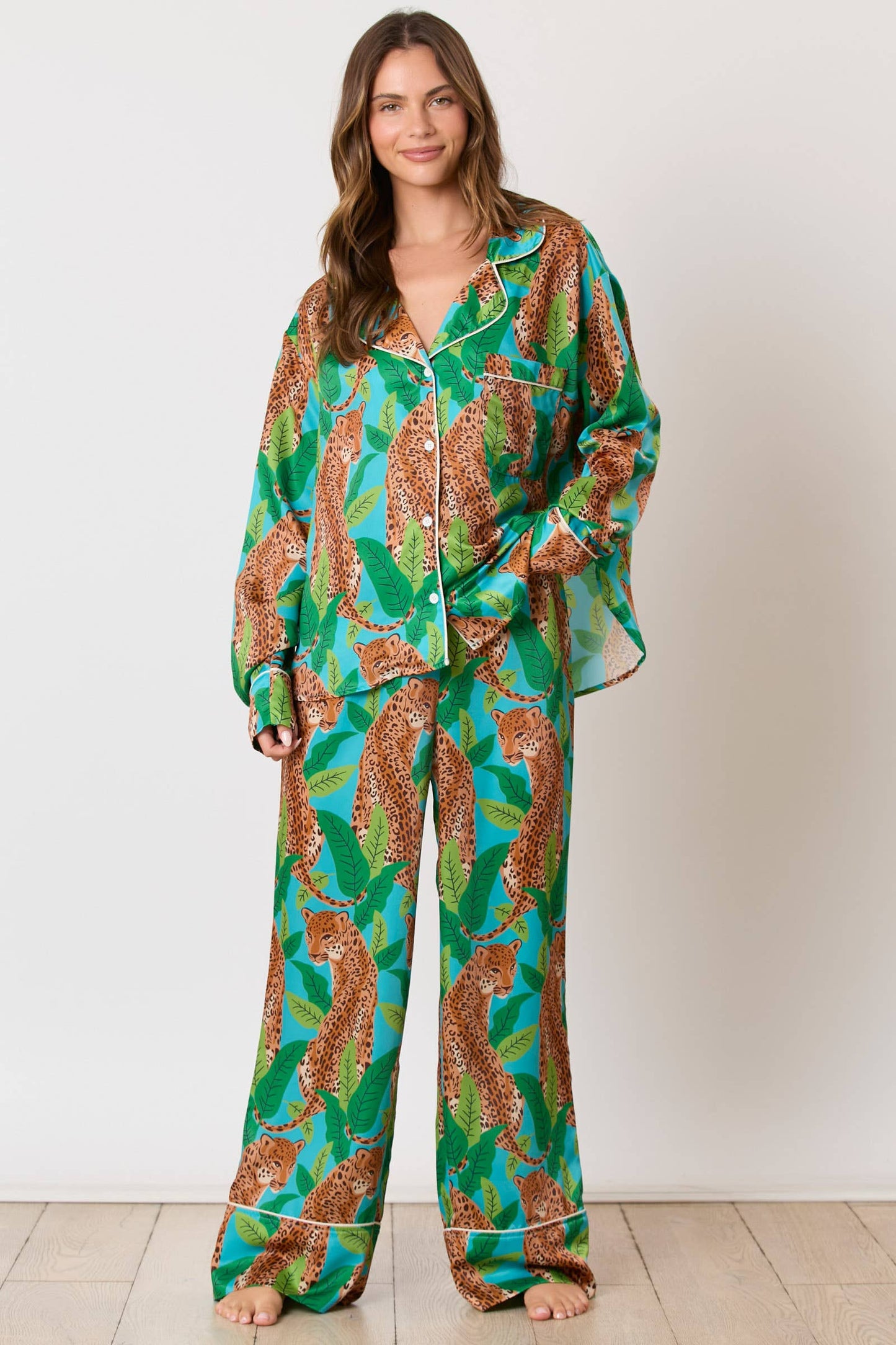 Cheetah Print Pajama Top