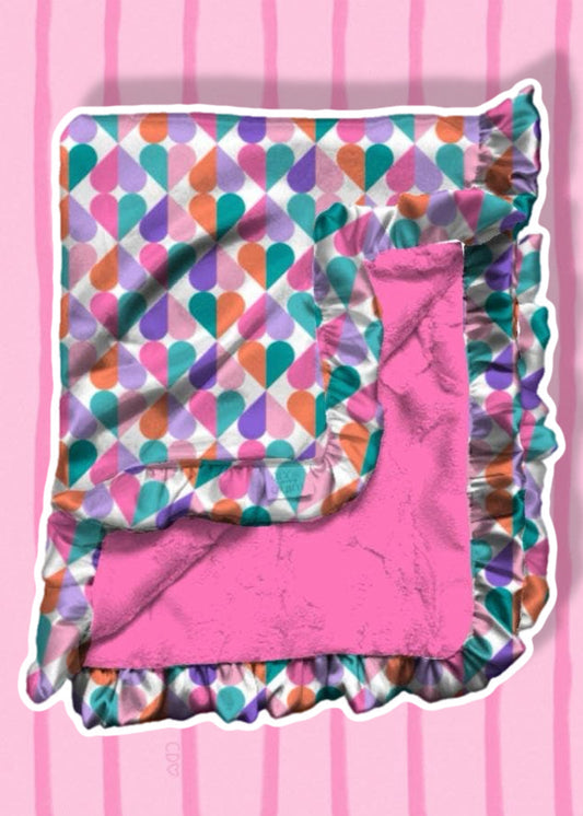 Sweet Heart Satin Ruffle Blanket