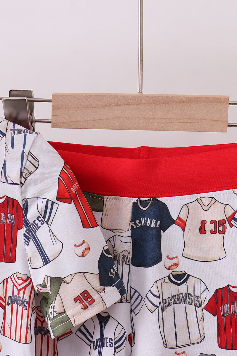 Red Baseball Bamboo Pajama Set