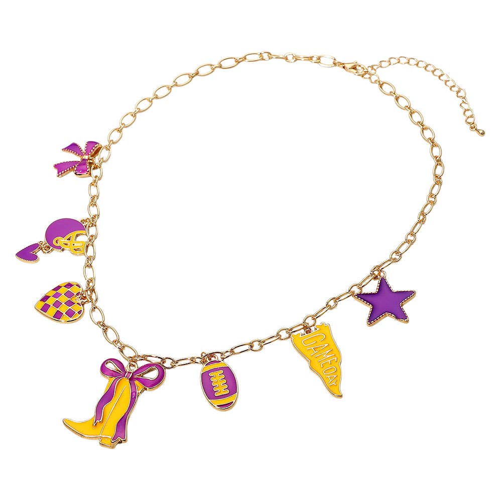 Game Day Football Theme Charm Station Necklace