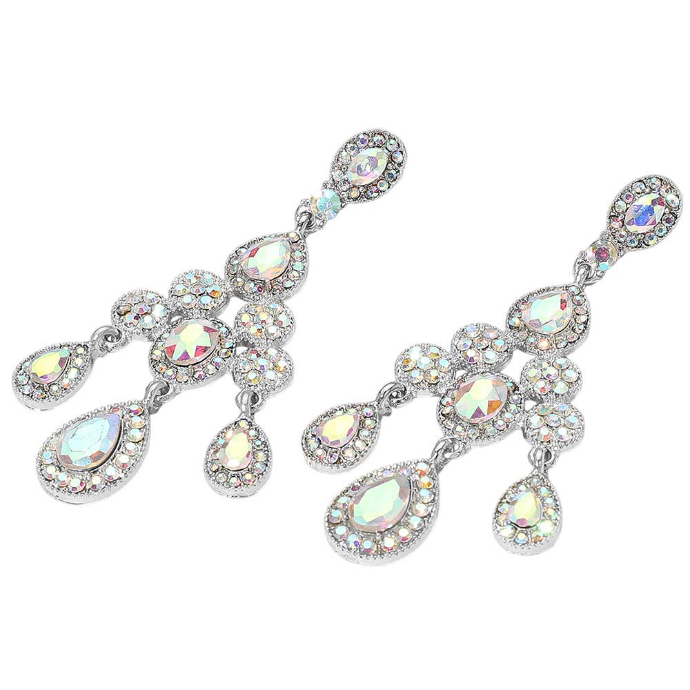 Teardrop Cluster Chandelier Drop Evening Earrings