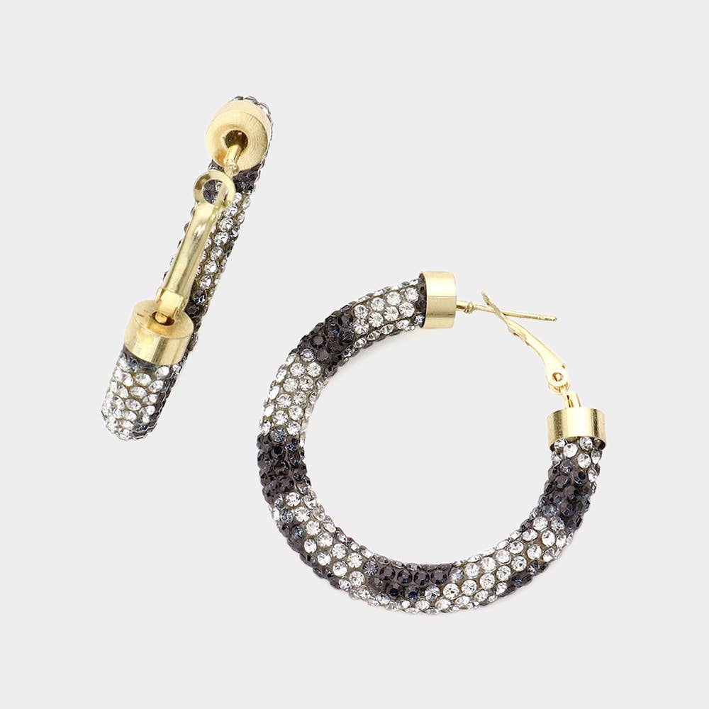 Rhinestone Pave Hoop Earrings