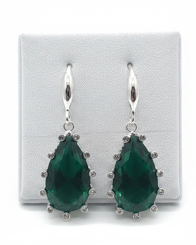Emerald Starlet CZ Halo Drops