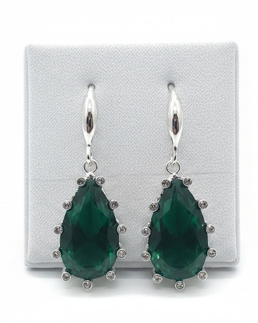 Emerald Starlet CZ Halo Drops