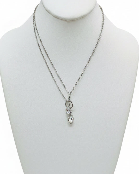 Pre-Layered Double Strand Floating Crystal Pendant