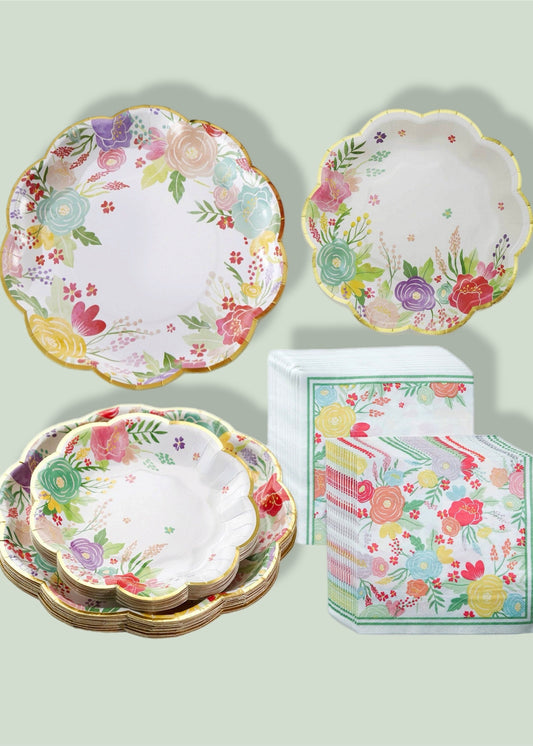 Garden Blooms 16 Guests Party Tableware Set
