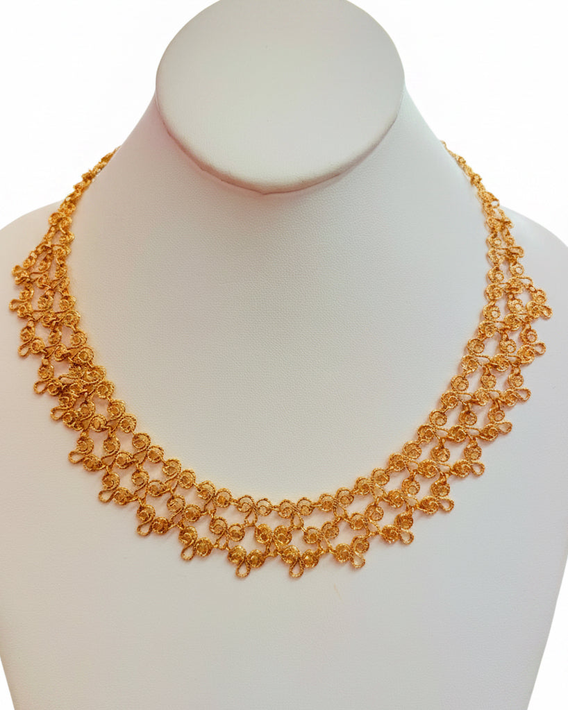 Venetian Gold Filigree Lace Collar Necklace