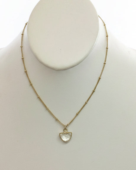 Dainty Satellite Chain Necklace with Lucite Crescent Pendant