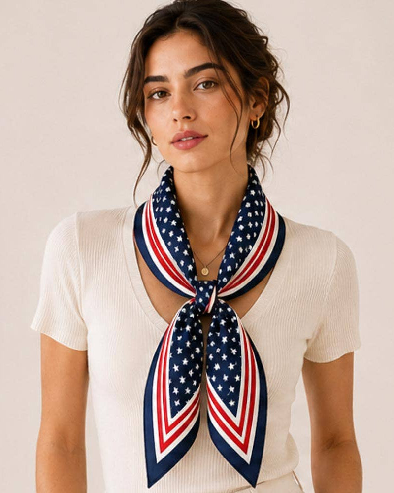 Classic Patriotic Star Pattern Print Scarf
