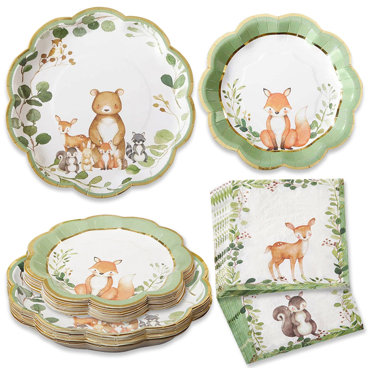 Woodland Baby 16 Guest Party Set
