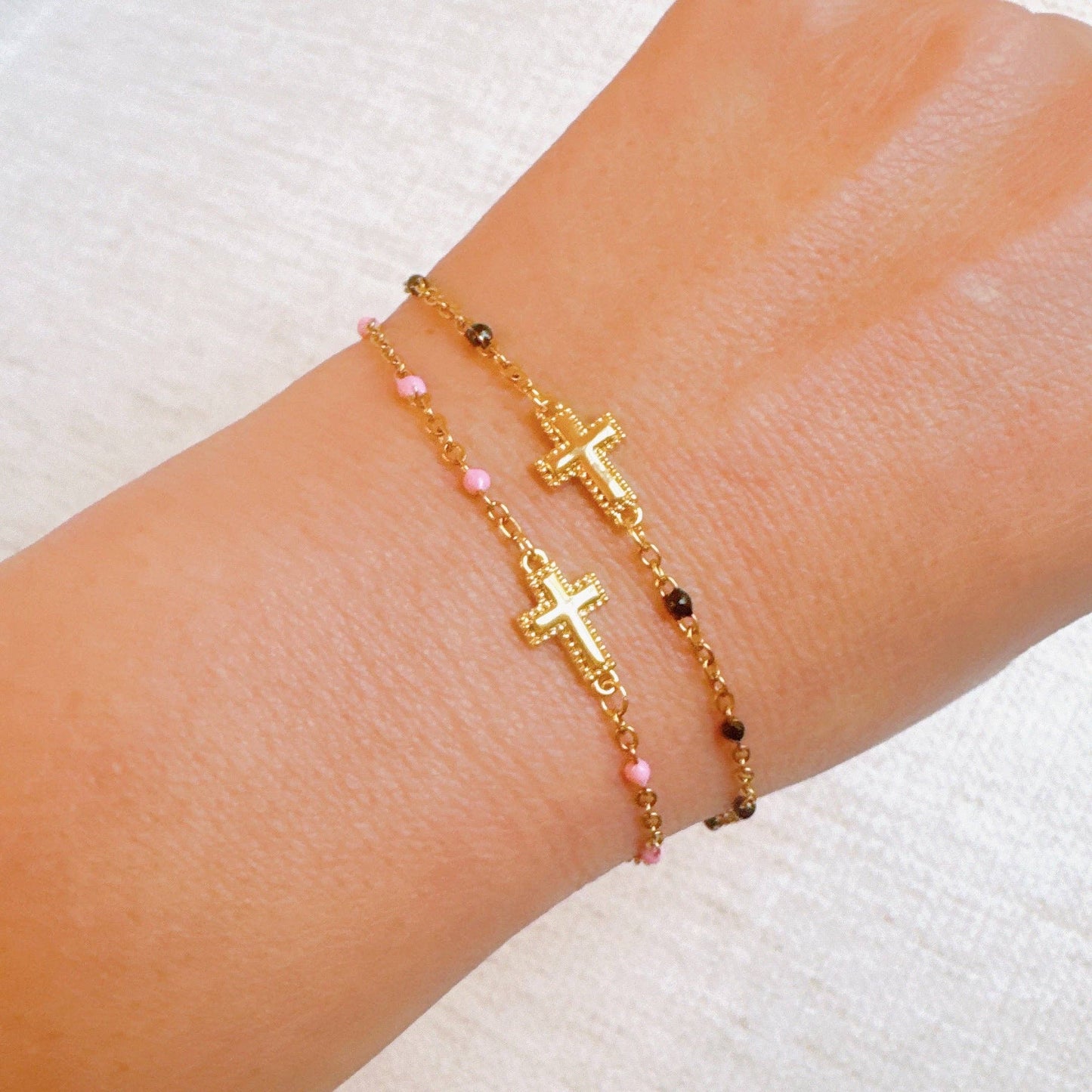 Dainty Color Dots Cross Bracelet