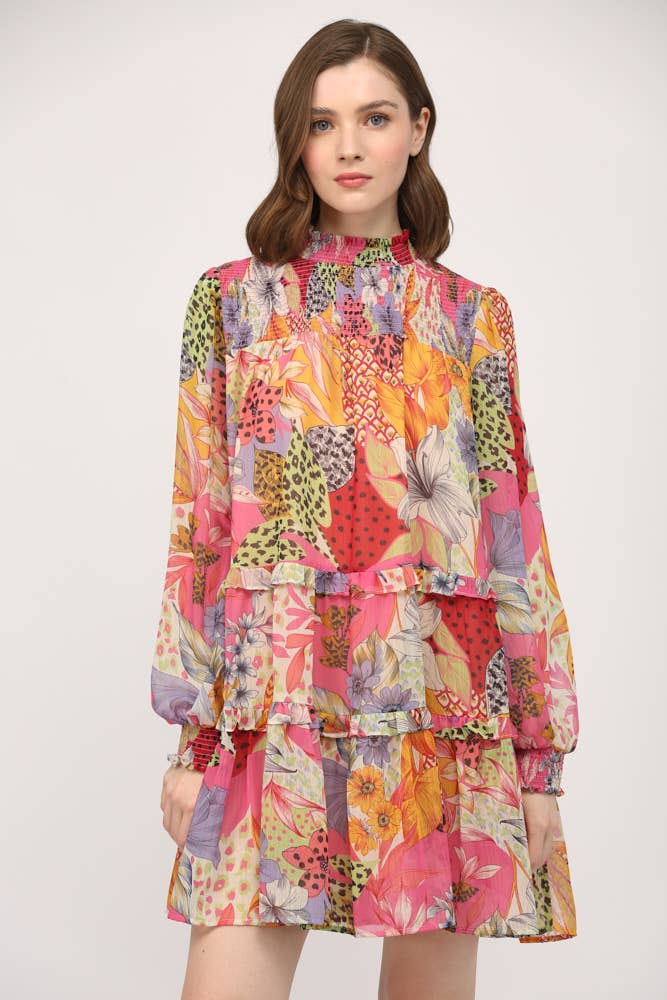 Printed Chiffon Vibrant Dress