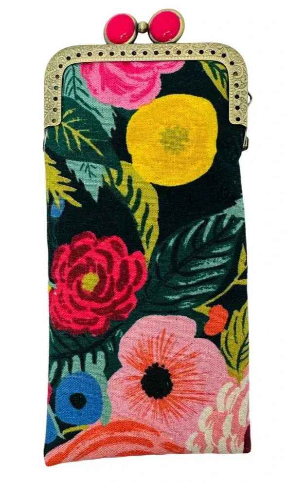 Joliet Rose Navy Eyeglass Case in Pink