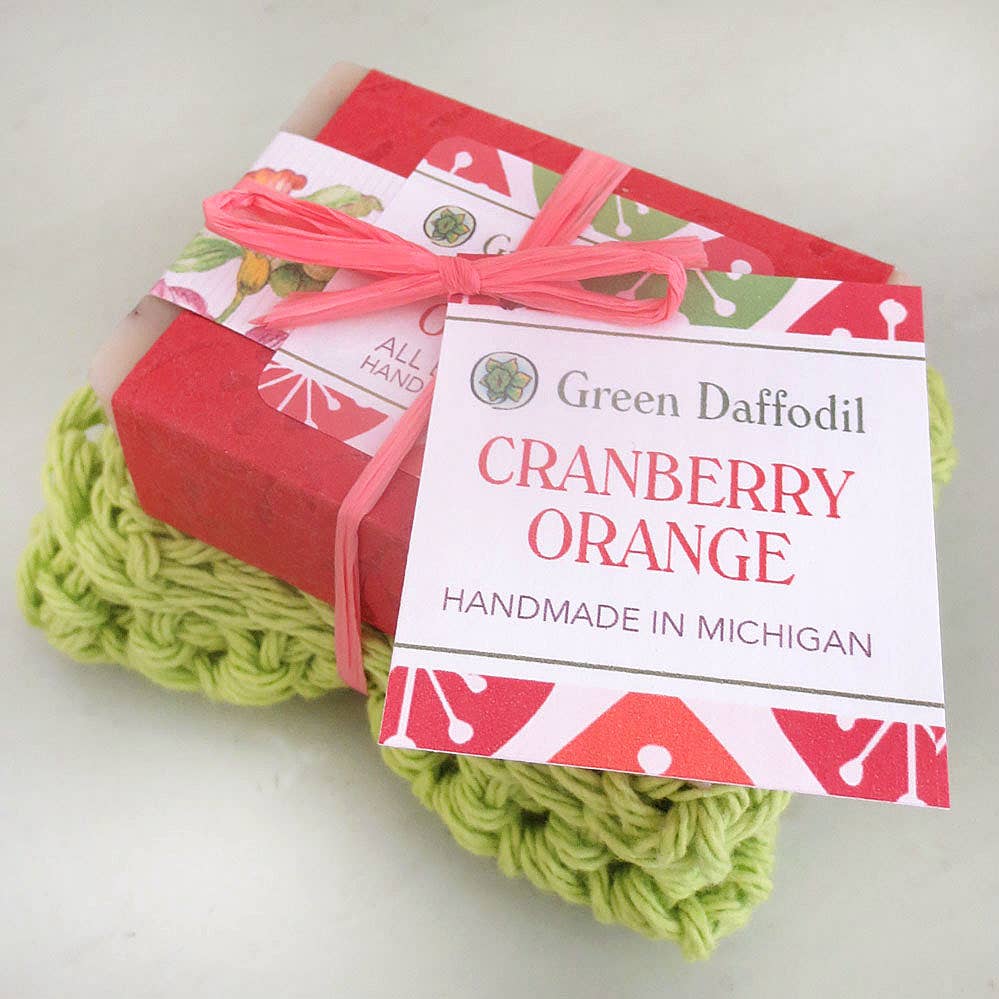 Cranberry Orange Soap & Washcloth Gift Set - Christmas