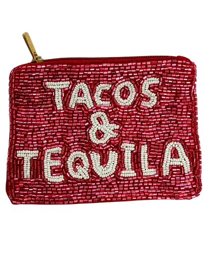 Tacos and Tequila Beaded Coin Purse