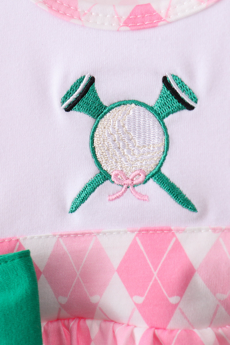 Green Golf Embroidery Ruffle Bubble