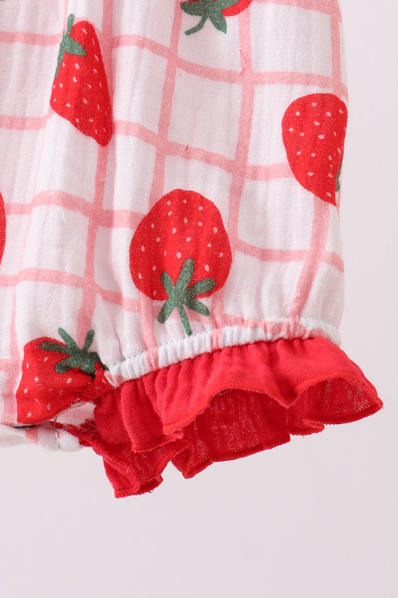 Red Strawberry Muslin Plaid Bubble