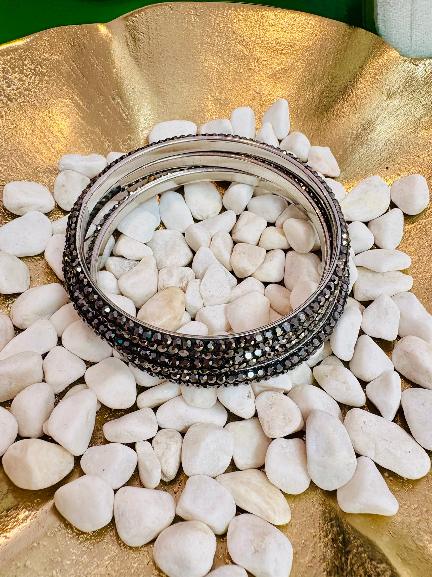 Vintage Pavé Rhinestone Bangle Trio