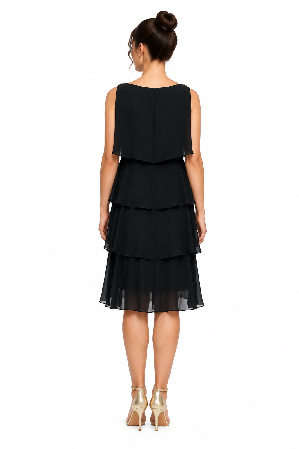 S.L. Fashions Black Frilly Ruffle Party Dress Sleeveless