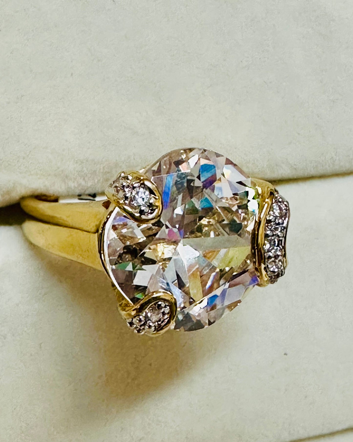 Vintage Abstract Blush Cushion Cocktail Ring