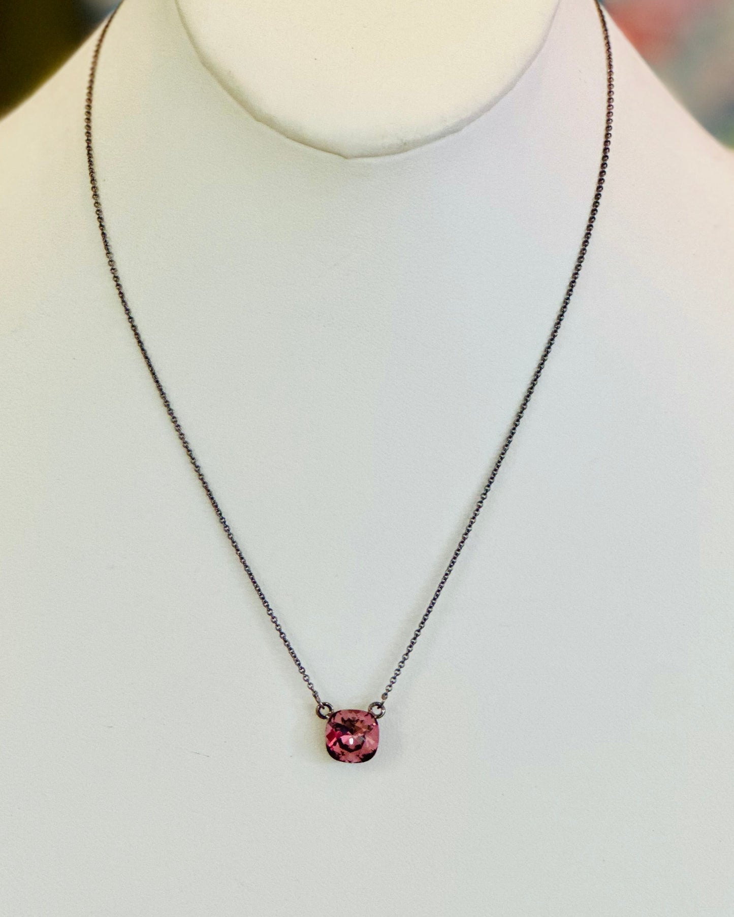 The Midnight Rose Smoky Pink & Hematite Pendant