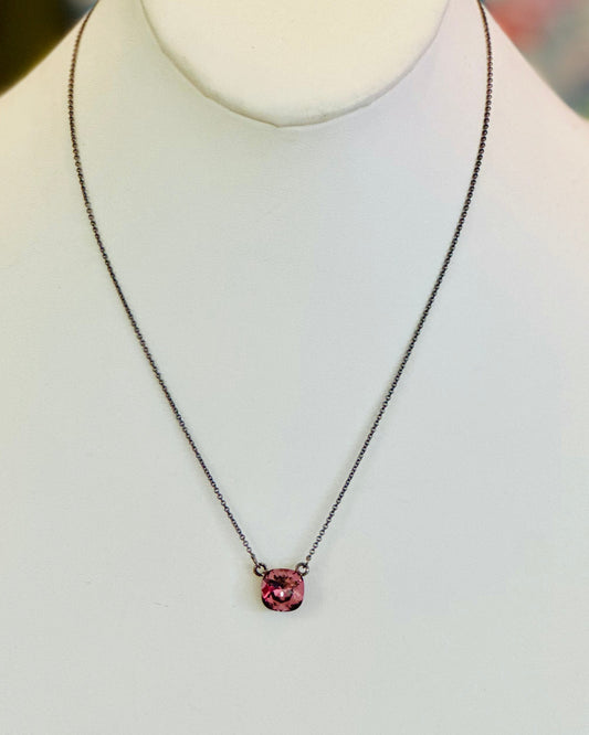 The Midnight Rose Smoky Pink & Hematite Pendant