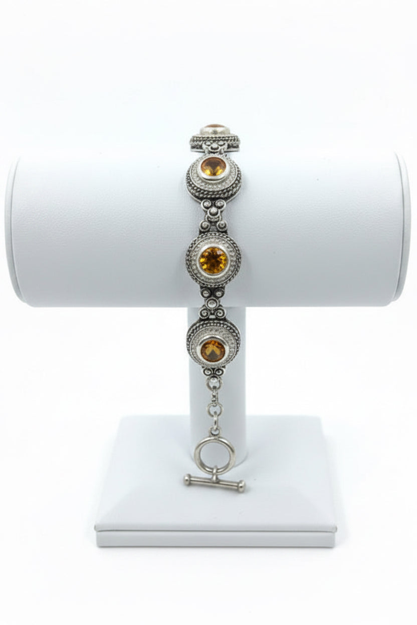 Vintage Pearl Panel Statement Bracelet