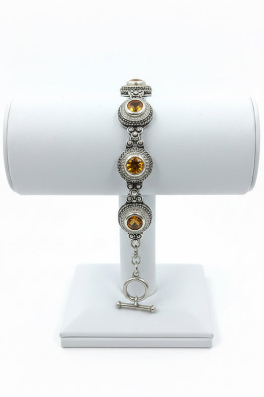 Vintage Pearl Panel Statement Bracelet