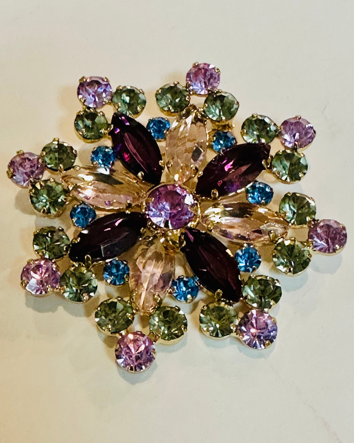 Vintage Jewel Tone Starburst Brooch