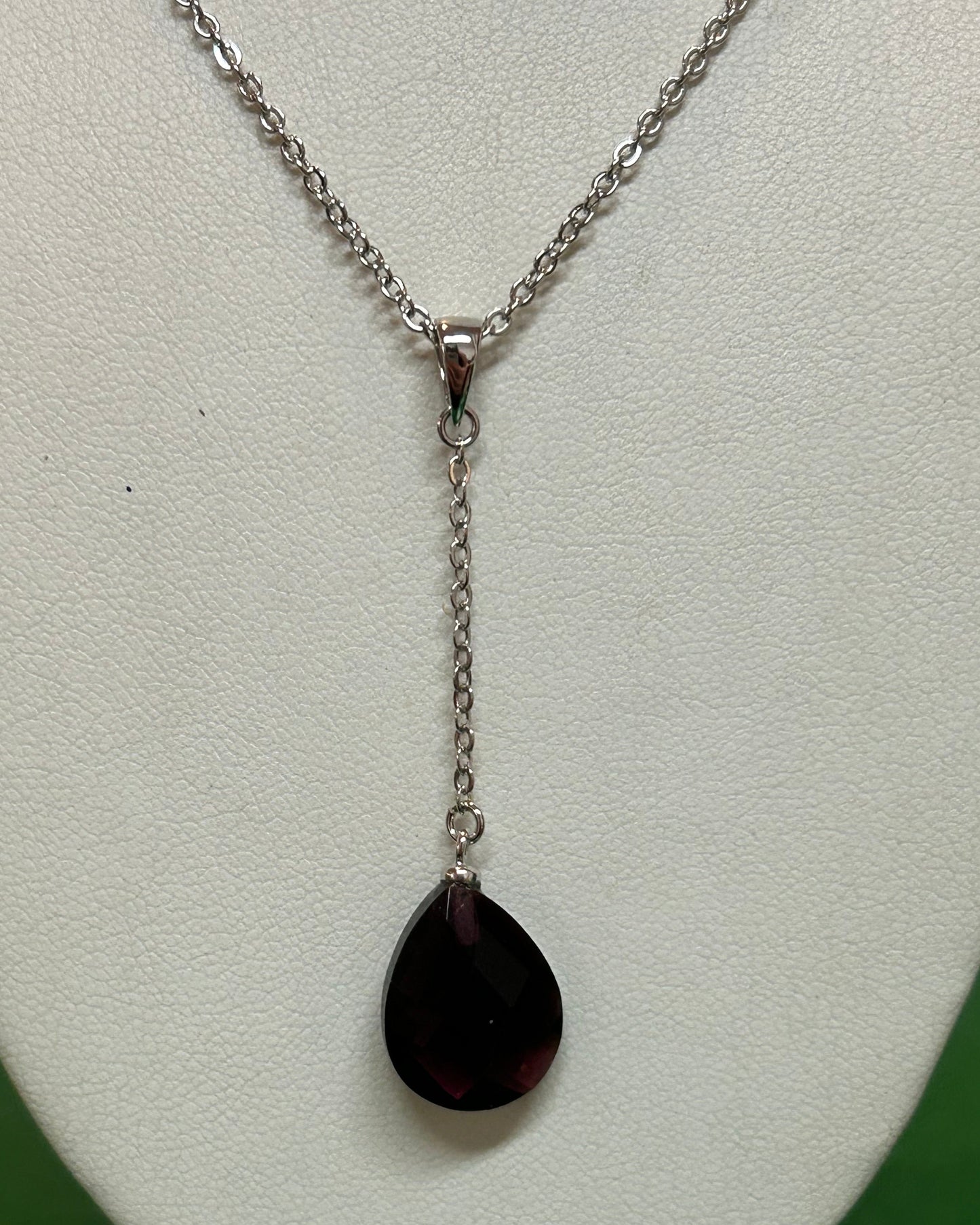 Midnight Amethyst Teardrop Drop Necklace